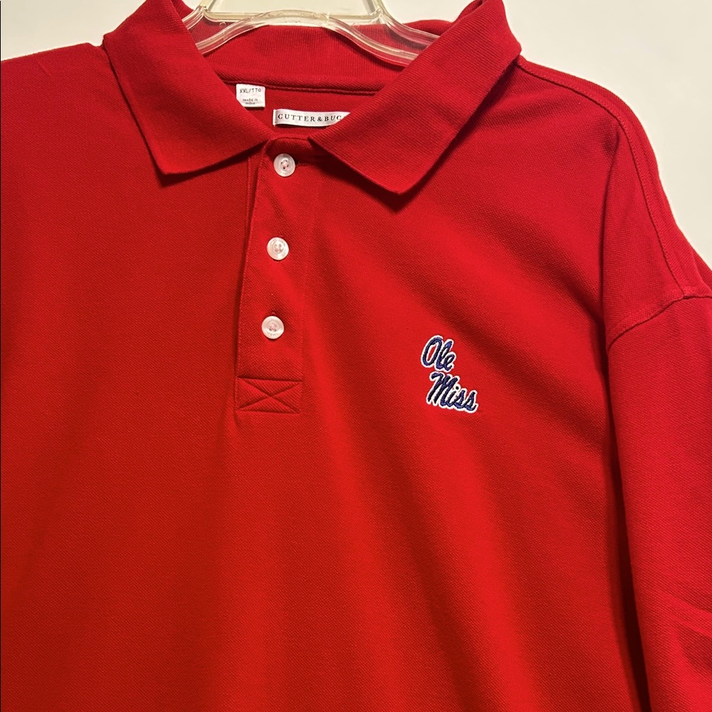 Ole Miss Cutter & Buck Men’s XXL Polo Shirt 100% Cotton Red Mississippi Fans